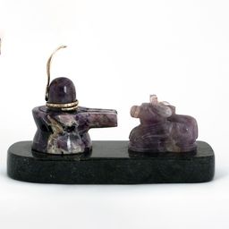 Exotic India Black & Pink Religious Idol Shivalinga With Nandi Showpieces-picture-33