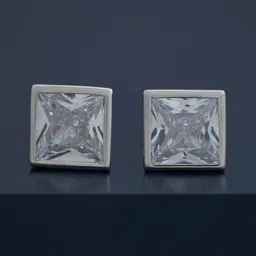 Kushal's Fashion Jewellery 92.5Silver Rhodium-Plated Square Studs Earrings-picture-40
