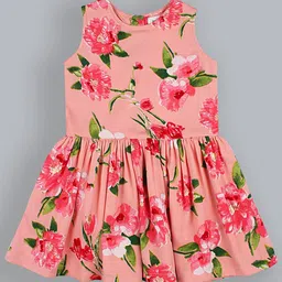 ShopperTree Girls Floral Printed Fit and Flare Dress-image-1