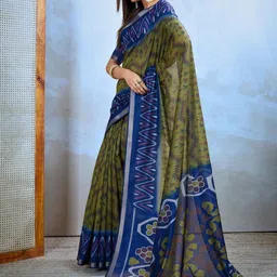 MORDEN MUSE Ethnic Motifs Printed Saree With Blouse Piece image 5