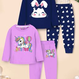 YK X Trampoline Girls Pack Of 2 Printed Long Sleeves T-shirt With Joggers-picture-42