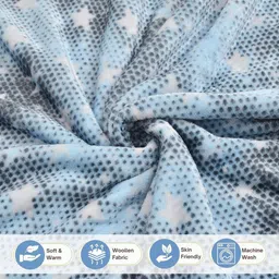 Myntra Elegant Homes Blue & Black Printed 300TC Woolen Single Bedsheet Set 2.20 m x 1.50 m image 4
