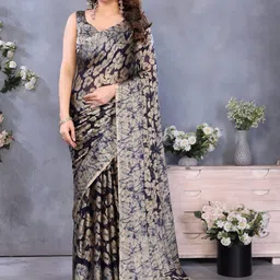 MAGNEITTA Floral Printed Pure Chiffon Saree-image-22