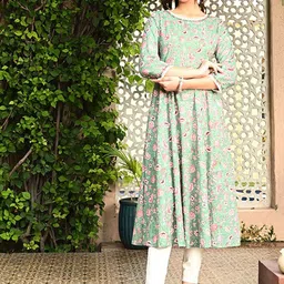 KALINI Women Ethnic Motifs Printed Mirror Work Anarkali Kurta-picture-13