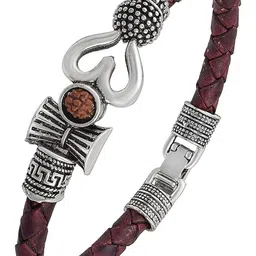 Divine souvenirs Unisex Silver-Plated Rudraksha Beaded Wraparound Bracelet-picture-12