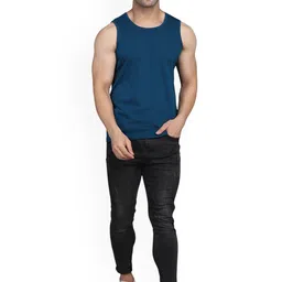 SLOWLORIS Pack Of 2 Sleeveless Bio Washed Combed Cotton Gym Vests image 5