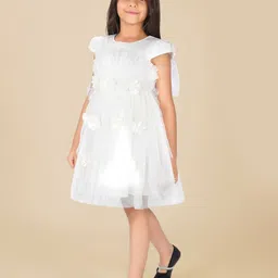 HERE&NOW Girls Ruffled Layered Net Fit & Flare Midi Dress image 4