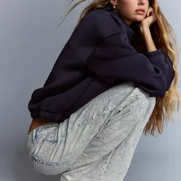 Bershka Women Regular Fit Mid-Rise Highly Distressed Heavy Fade Jeans image 2