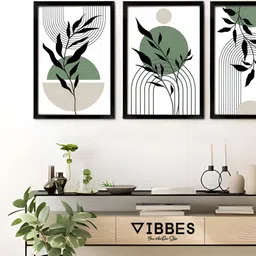 Vibbes Beige Set of 3 Wood Abstract Wall Art image 2