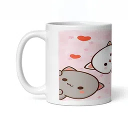 Mr UVD White & Pink Cartoon Characters Printed Matte Ceramic Mug 350 ml image 3