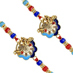 MEIRA JEWELLERY Set Of 2 Krishna's Form: Brother's Thread Rakhis With Roli Chawal image 5