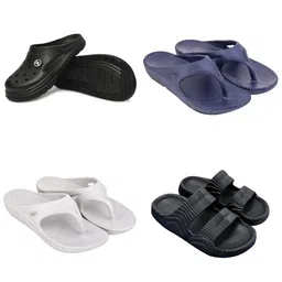 Feel alive Men Set of 4 Self Design Clogs Flip Flops-picture-15