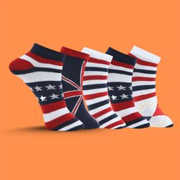 MJE Men Pack Of 5 Patterned Ankle Length Socks-image-12