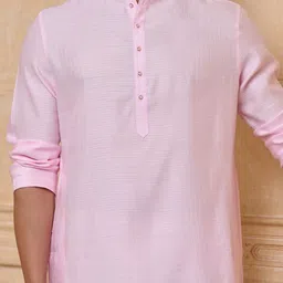 Tasva Men Solid Kurta with Trousers image 3