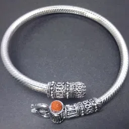 Divine souvenirs Silver-Plated Rudhraksha Beaded Kada Bracelet image 2