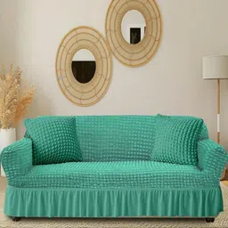 Aura Green Geometric Self Design 3 Seater Sofa Cover image 5
