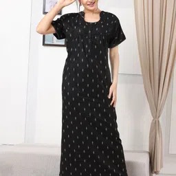 EASY MOM Women Printed Maxi Nightdress-image-76