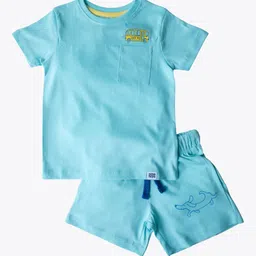 Reedoo Kids Abstract Printed Pure Cotton T-shirt With Shorts-picture-12