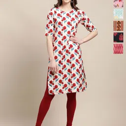 7Threads Pack of 6 Women Ethnic Motifs Printed Thread Work Floral Crepe Kurta-picture-30