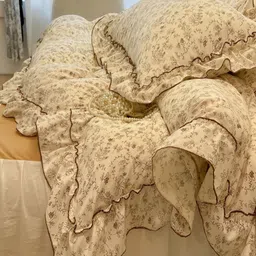 JC HOME Yellow & Brown 4 Pieces Floral Printed Double Extra Large Bedding Set image 4