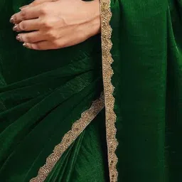 LOROFY Woven Design Beads and Stones Pure Chiffon Saree image 4