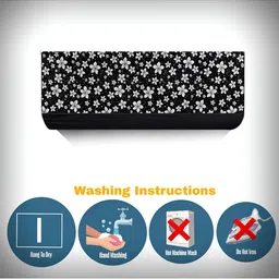 Kalra Magic Set Of 2 Black Printed Outdoor & Indoor Air Conditioner Cover image 2