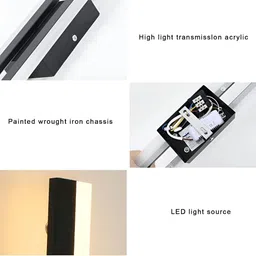 SHRI MAHAL ANTIQUES Black Acrylic Traditional Wall Lamp With Bulb Pack of 2 image 3