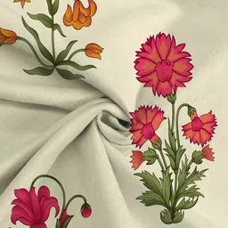 Steve & Anderson Bharat Motifs Off White And Red 2 Pieces Printed Window Curtain (5 Feet) image 3