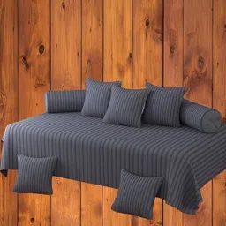 WELLNEST 8 Piece Grey Striped Diwan Set image 1