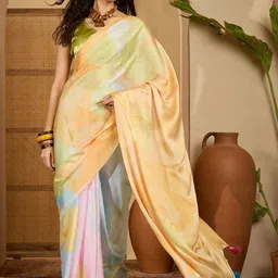 all about you Floral Printed Woven Design Pastels Saree-image-79