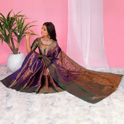 AKSH FASHION Blue Silk Blend Sarees-picture-33