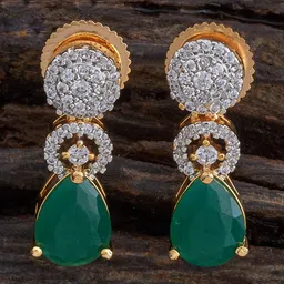 Kushal's Fashion Jewellery Rhodium-Plated Zircon Studded Teardrop Shaped Drop Earrings-picture-43