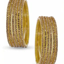 THE BLAZZE Yellow Glass Artificial Stones & Beads Bangle image 3