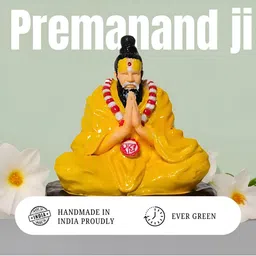 Ekaura Yellow And Red Premanand ji Maharaj Religious Idol Showpiece image 4