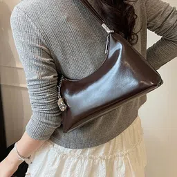 CORSICA Brown Solid PU Regular Casual Shoulder Bag image 2