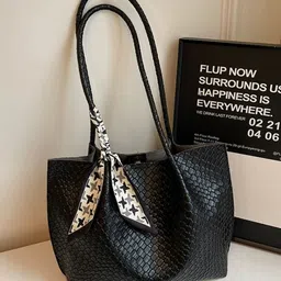 StyleCast Textured Structured Shoulder Bag With Scarf-picture-19