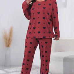 PHALIN Women Maroon Night suits image 2