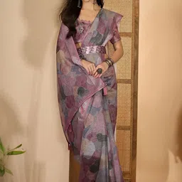Jinal & Jinal Zari Linen Blend Saree image 4