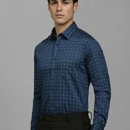 Louis Philippe Men Classic Slim Fit Spread Collar Floral Printed Cotton Formal Shirt image 5