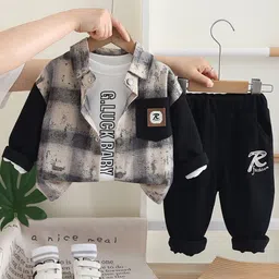 INCLUD Boys Checked Long Sleeves T-shirt And Shirt With Joogers-picture-16
