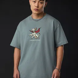 The Souled Store Men Superman Graphic Printed Round Neck Pure Cotton Oversized T-shirt-picture-22