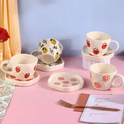 Olive Home Accents White Stoneware Cups and Mugs Set of image 4