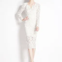 JC Collection Women Floral Self Design Sheath Midi Dress-picture-10