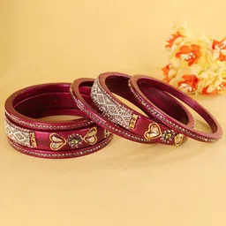 zulka ZULKAPack Of 6 Cubic Zirconia Studded Kada Bangles image 2