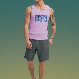 Uniplanet store Printed Scoop Neck Gym Vest UVM-STAY-STRONG-PRPL-S image 5