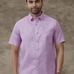 Ramraj Solid Spread Collar Short Sleeves Cotton Shirt image 3