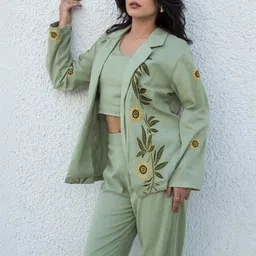 ANUSHEET Embroidered Round Neck Top & Trousers Co-Ords image 3