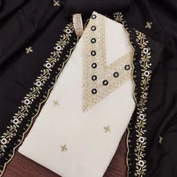 BlissFlair Floral Embroidered Sequinned Unstitched Dress Material-image-77