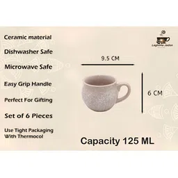 laghima jadon Brown & White6 Pcs Printed Ceramic Glossy Cups - 125 ml image 5