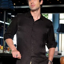 Campus Sutra Men Comfort Fit Textured Spread Collar Casual Shirt-image-83